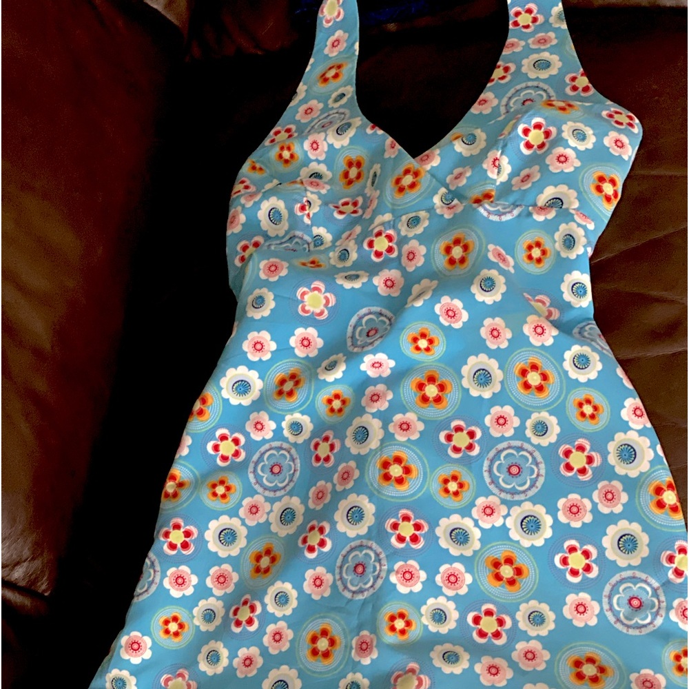 Reversible, multi-patterned dress. Hand seen, approx size 4